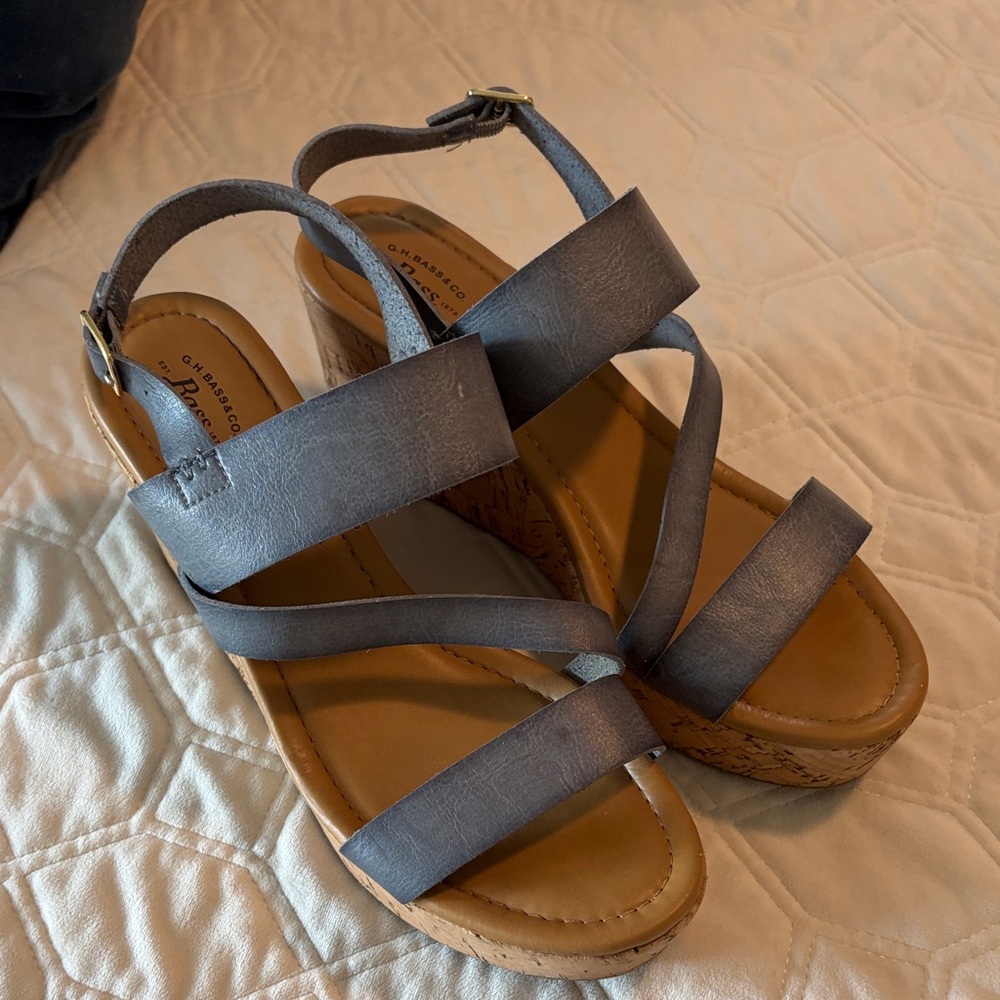 G.H. Bass & Co. Charcoal Wedge Sandals